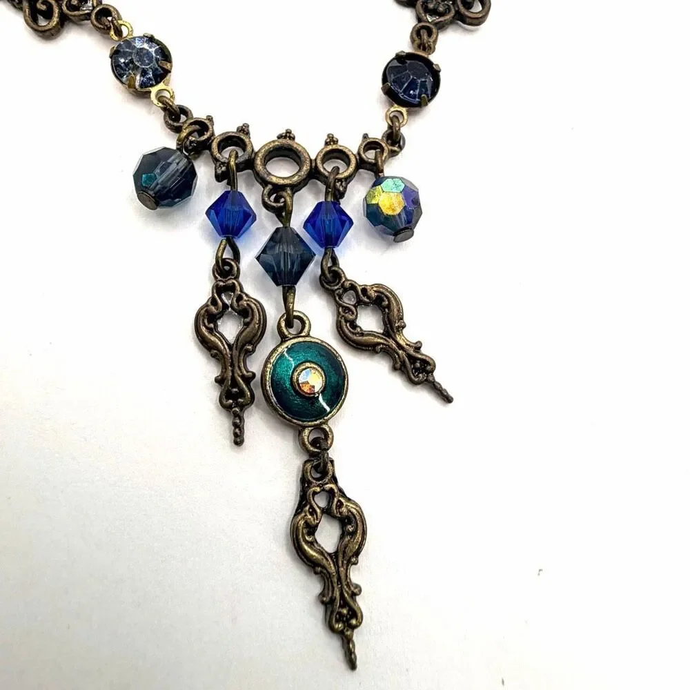 Gothic Blue Crystal Statement Necklace